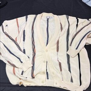 Stylish Cream and Black Striped Cardigan